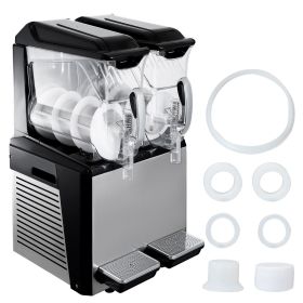110V Slushy Machine 20L Double Bowl Margarita Frozen Drink Maker 900W Automatic Clean Day and Night Modes for Supermarkets Cafes Restaurants Snack Bar