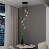 7 Light Dining Room Pendant Light, Large Chandelier Adjustable Hanging Line, Black Living Room Pendant Light, Foyer Chandelier