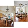 16" Oak Industrial 4-Light Pendant Chandelier, Modern Metal Cage Design, Adjustable Hanging Light for Dining Room, Kitchen, Living Room (No Bulbs)