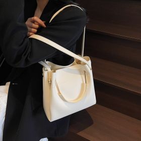 Bucket Bag Simple All-match Portable Shoulder Crossbody Bags (Option: White)
