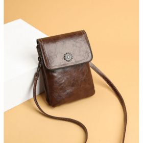 Fashion Simple Large Capacity Mobile Phone Bag Mini Crossbody Bag (Option: Brown)