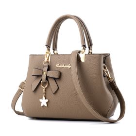Top-handle Handbags Purse For Women Small Satchel PU Leather Shoulder Crossbody Bag With Bowtie Pendant (Option: Brown)