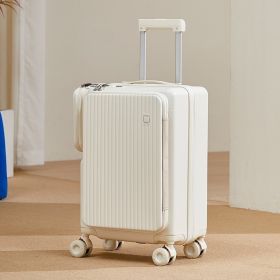 New 20-inch Suitcase, Large Deep Compartment Suitcase, Side-opening Suitcase, With External Storage Bag, Wheeled Luggage, Cabin Bag, Silent Swivel Whe (Option: White)