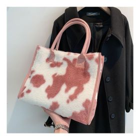 Korean Style Large-capacity Handbag Fashion Western Plush (Option: Milk Pattern Powder)