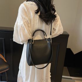 Bucket Bag Simple All-match Portable Shoulder Crossbody Bags (Option: Black)