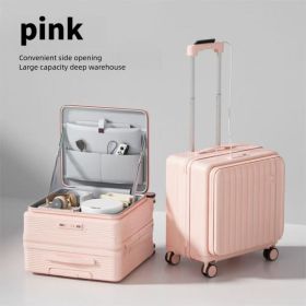 Only Supports Self Pickup Brand New 20 Inch Side Opening Small Luggage Compartment With Cup Holder, USB Port, Multifunctional Luggage, Boarding Passwo (Option: Pink)