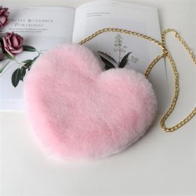 Love Bags For Women Plush Chain Shoulder Bags Valentine's Day Party Bag (Option: Light pink)