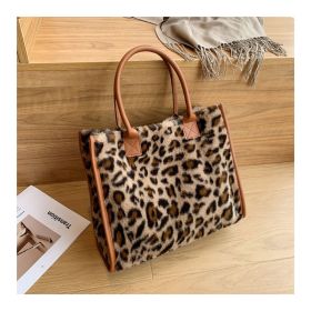 Korean Style Large-capacity Handbag Fashion Western Plush (Option: Leopard Brown)