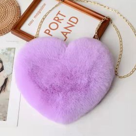 Love Bags For Women Plush Chain Shoulder Bags Valentine's Day Party Bag (Option: Taro purple)