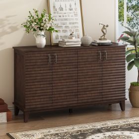 Sideboard with 4 Door Large Storage Buffet with Adjustable Shelves and Metal Handles for Kitchen,Living Room,Dining Room (Color: Espresso, Material: MDF)