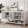 Elegant Retro Console Table/Storage Cabinet/Sideboard with Mirrored Doors,Spacious Shelves,and Durable Acacia Wood Legs - Perfect for Living Room